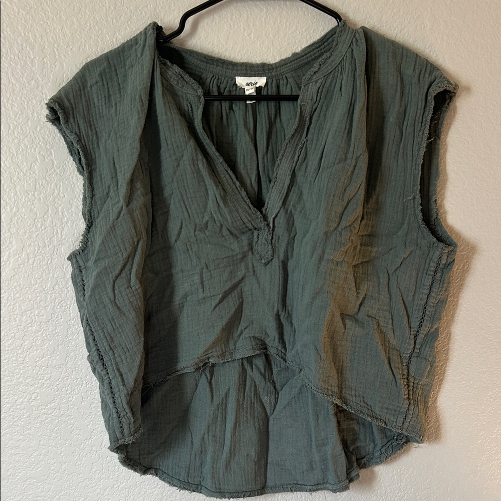 Aerie Forest Green Sleeveless Blouse